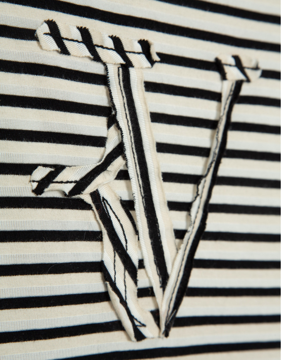 Camiseta tirantes rayas beige/negro - Mujer | Roberto Verino