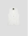 Long off-white linen blend waistcoat - Woman | Roberto Verino