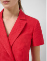 Short sleeveless jacket in red floral piqué ... | Roberto Verino