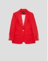 Blazer un botón mezcla lino rojo - Mujer | Roberto Verino