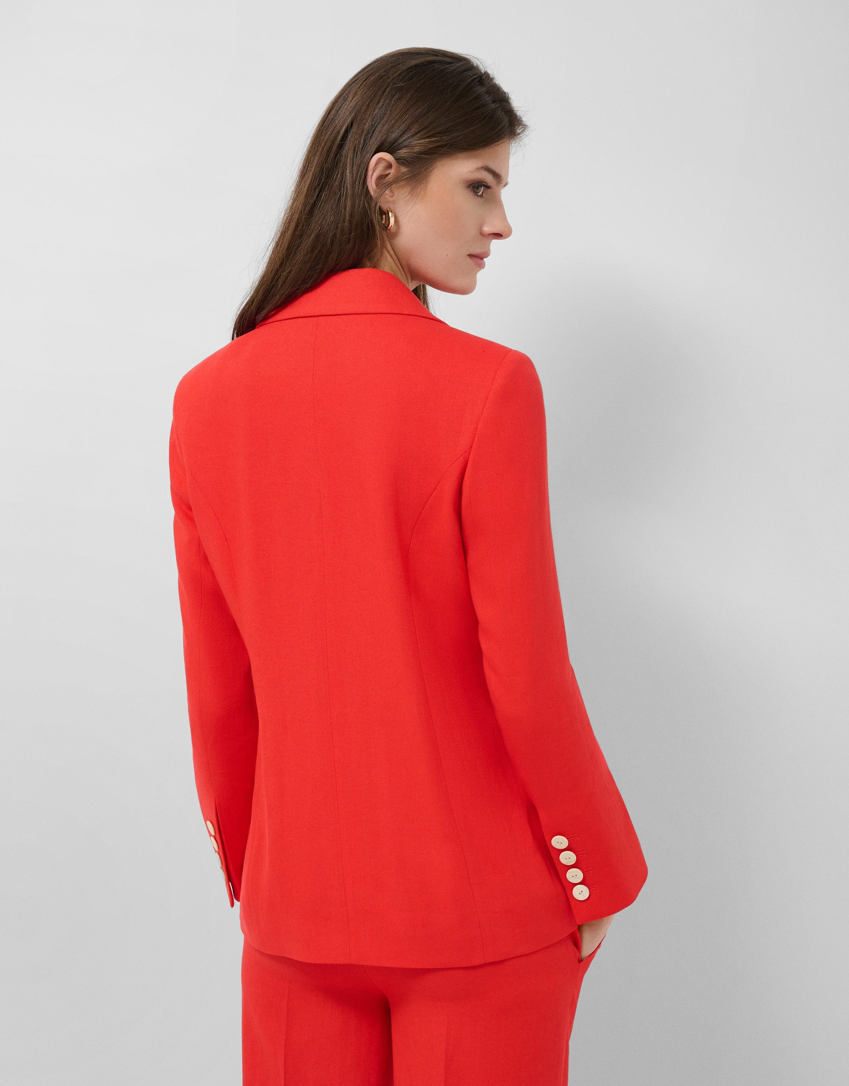 Blazer un botón mezcla lino rojo - Mujer | Roberto Verino