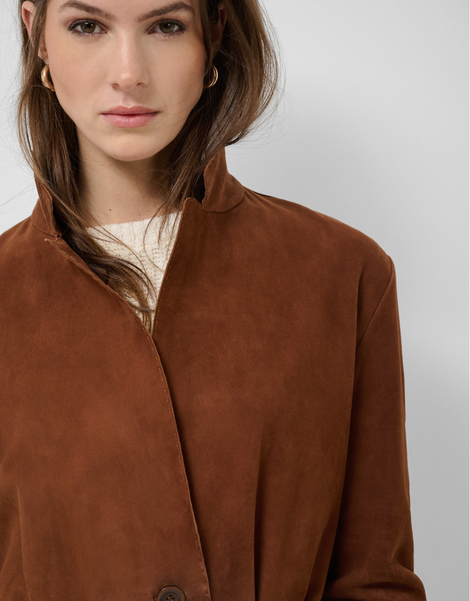 Brown suede jacket with belt - Woman - SS2026 | Roberto Verino
