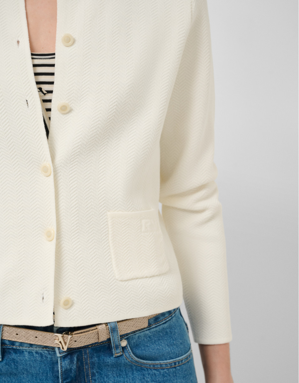 Chaqueta jacquard espiga blanca - Mujer | Roberto Verino