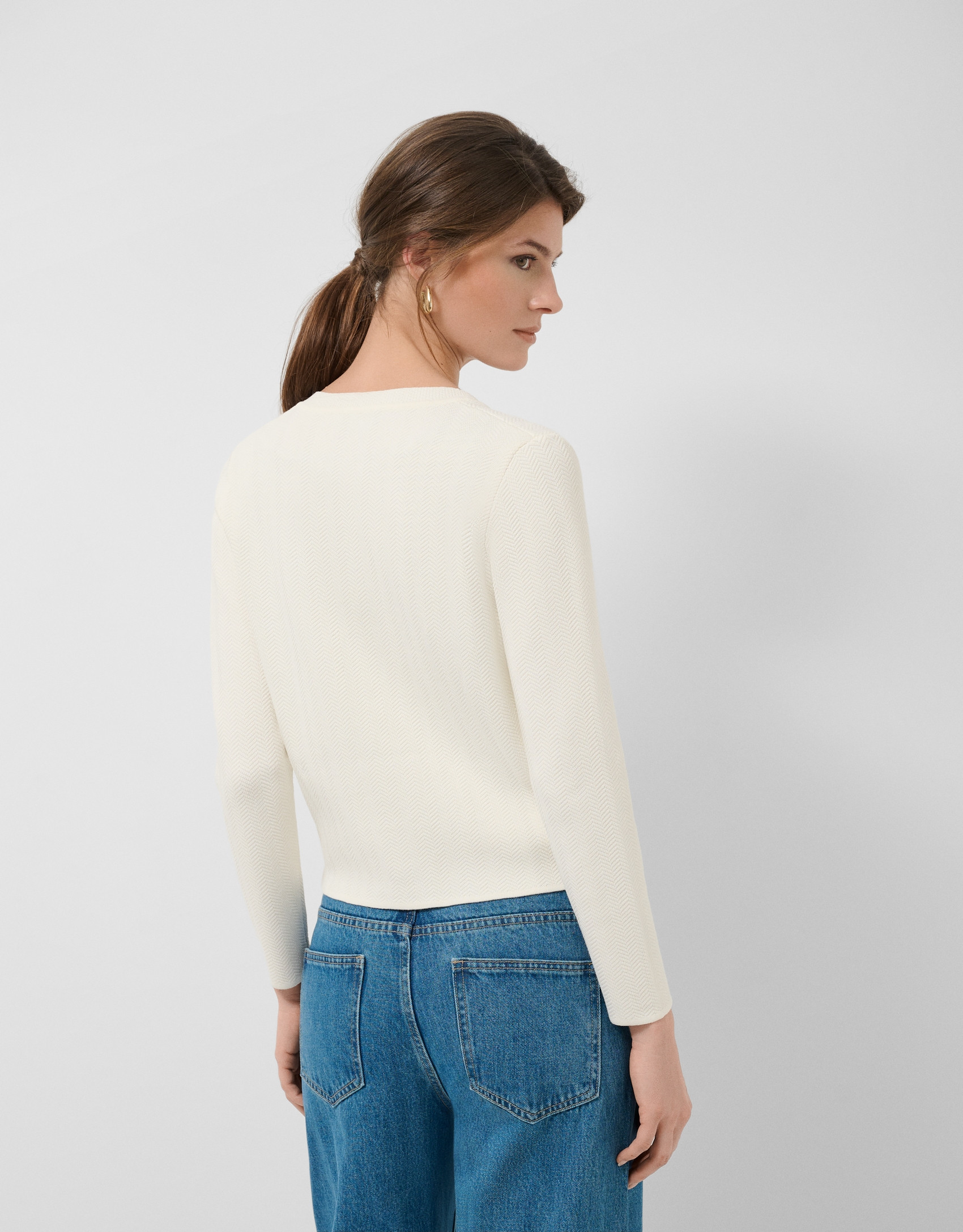 White herringbone jacquard jacket - Woman | Roberto Verino