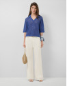 Jersey polo calado azul - Mujer - PV2026 | Roberto Verino