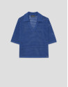 Blue openwork polo jumper - Woman - SS2026 | Roberto Verino