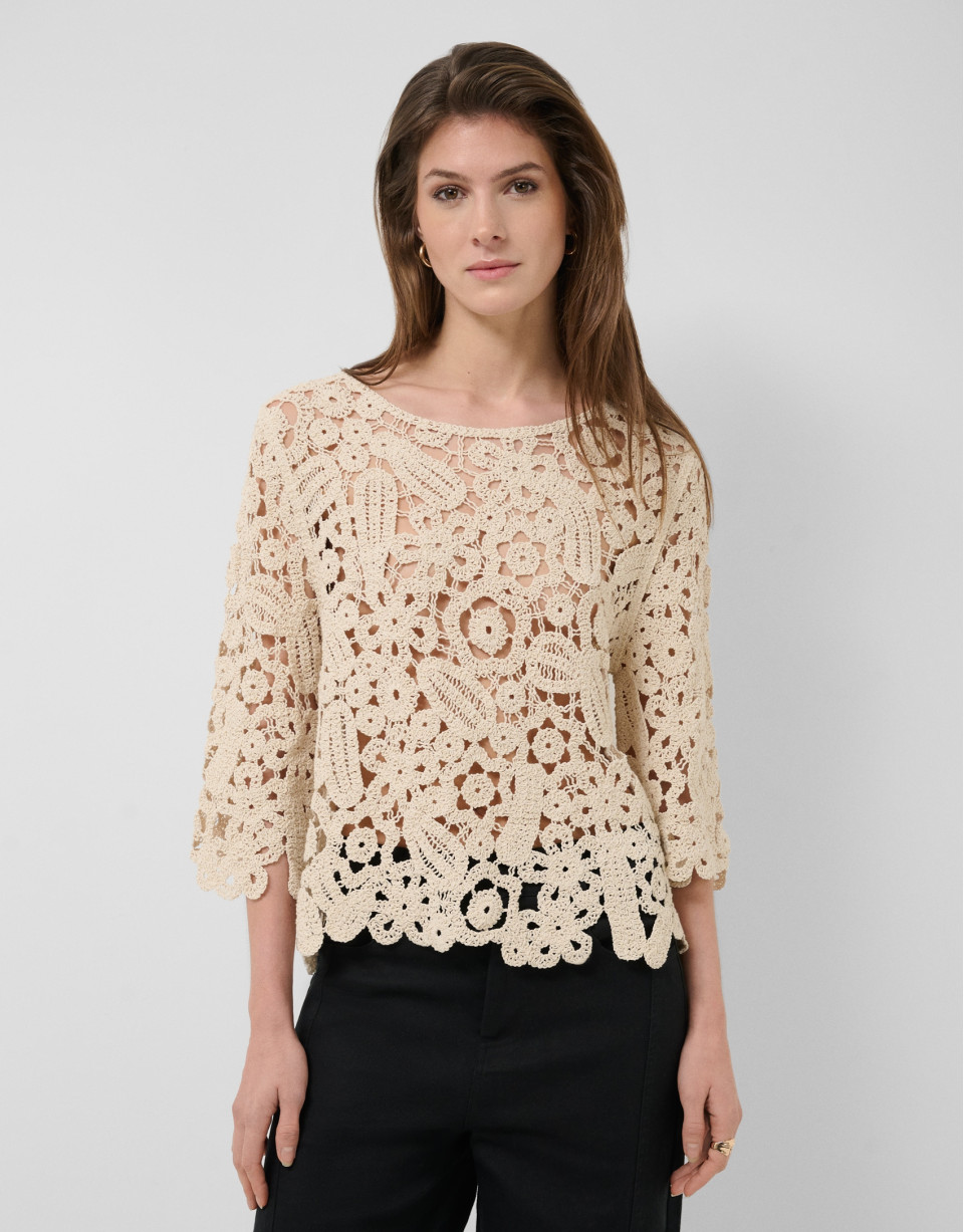 Jersey punto calado beige - Mujer - PV2026 | Roberto Verino