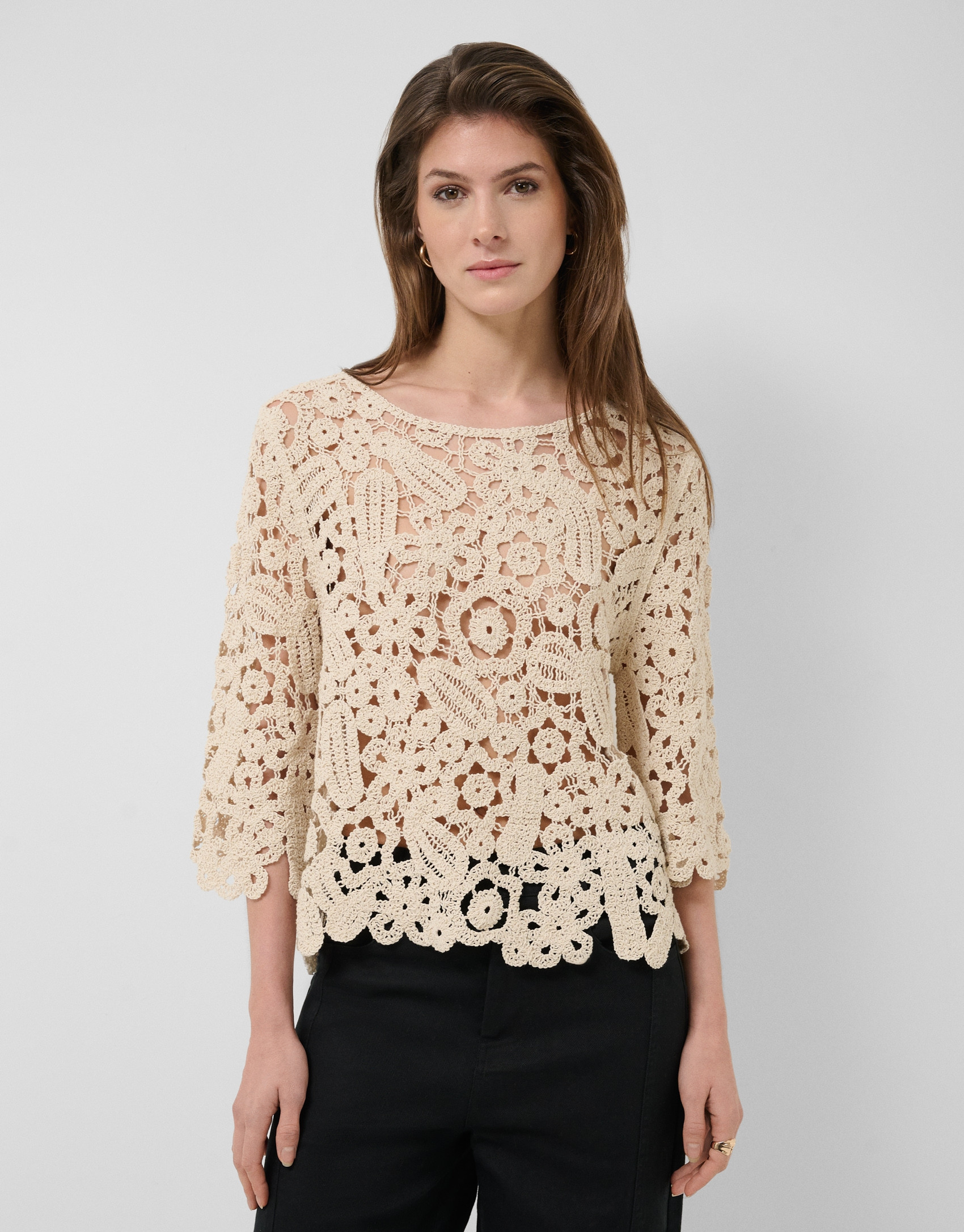 Jersey punto calado beige - Mujer - PV2026 | Roberto Verino