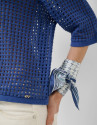 Blue openwork polo jumper - Woman - SS2026 | Roberto Verino