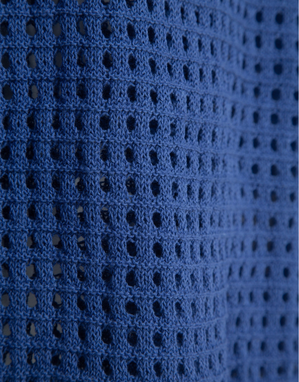 Blue openwork polo jumper - Woman - SS2026 | Roberto Verino