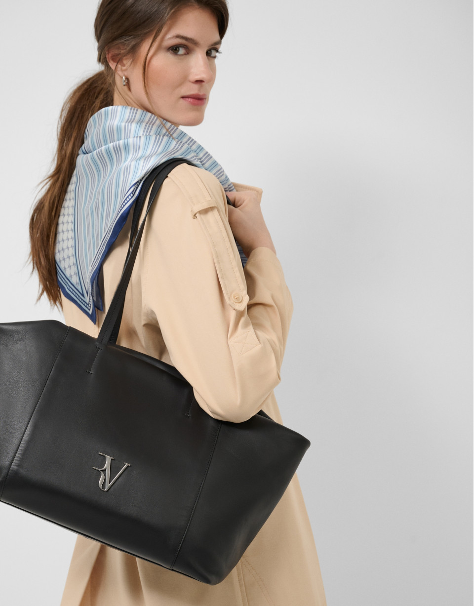 Bolso shopper Megan Zipper piel negro - Mujer | Roberto Verino