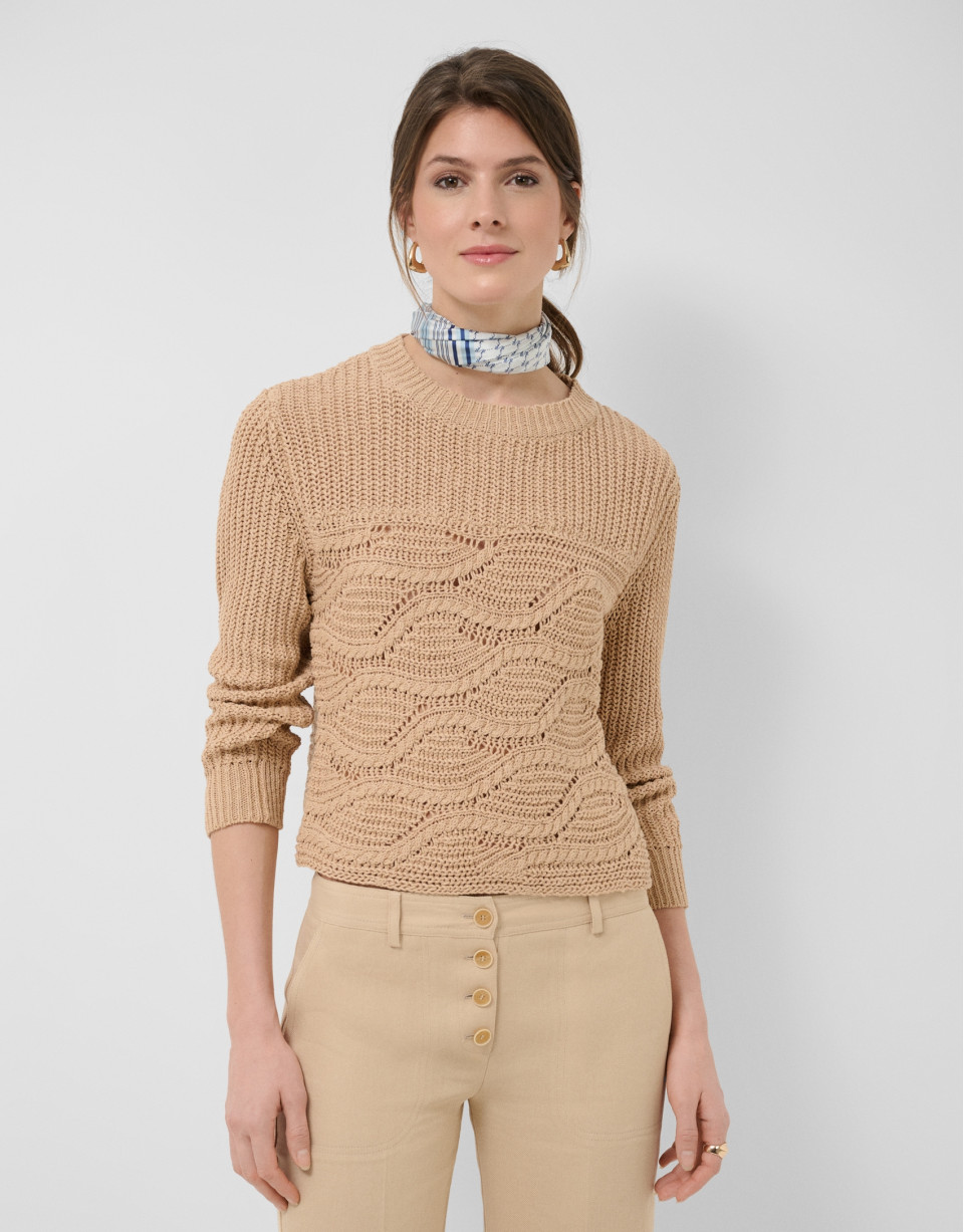 Camel long-sleeved camel wave pattern jumper | Roberto Verino