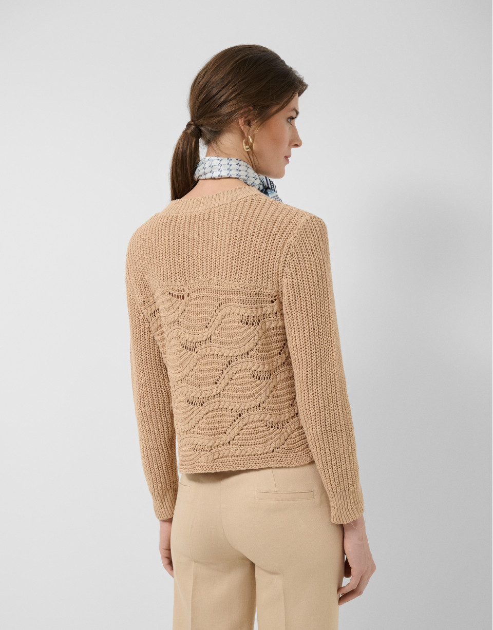 Camel long-sleeved camel wave pattern jumper | Roberto Verino