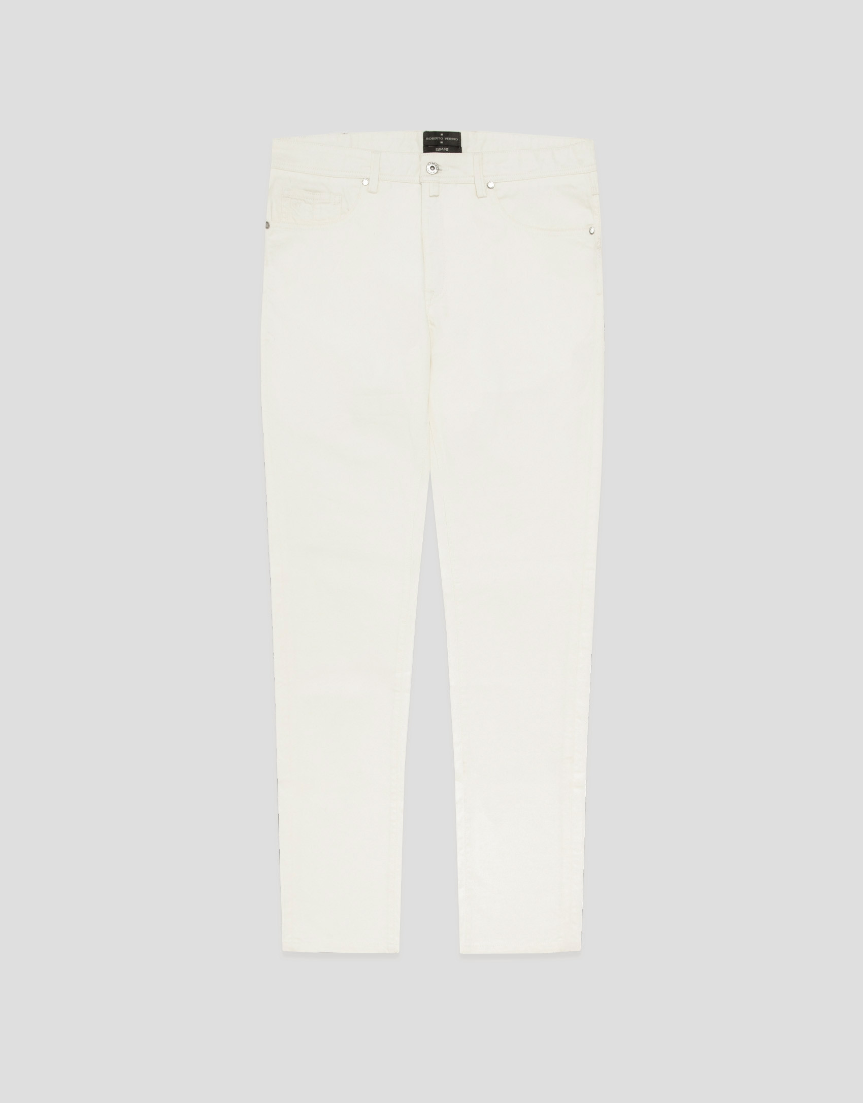Five-pocket trousers in ecru twill - Man | Roberto Verino