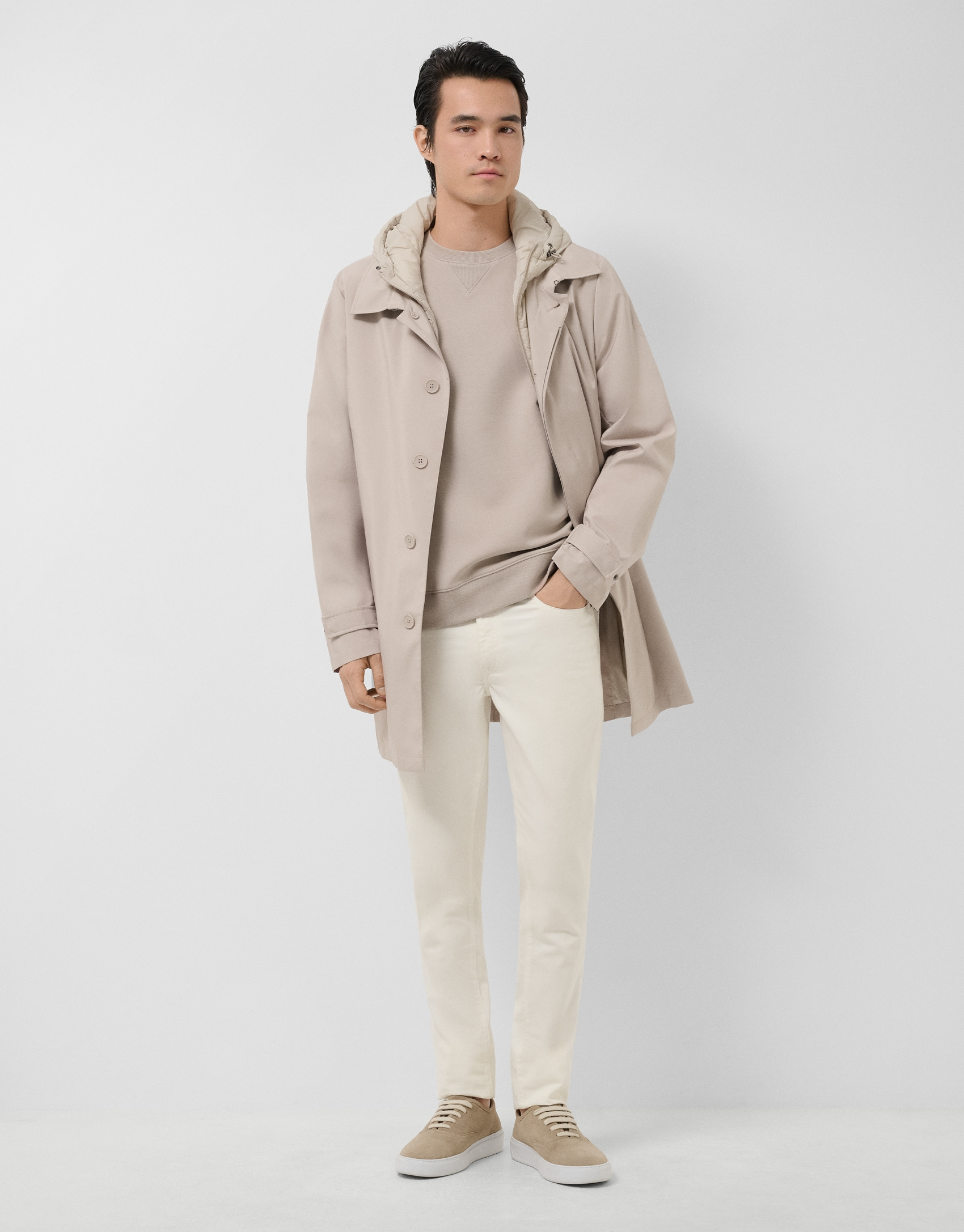 Five-pocket trousers in ecru twill - Man | Roberto Verino