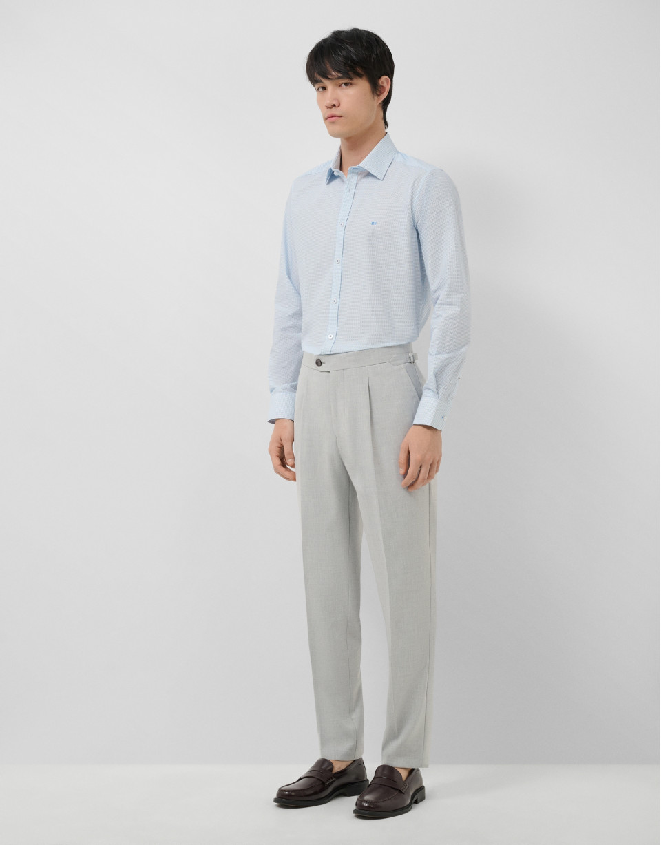 Grey melange trousers with buckles - Man | Roberto Verino
