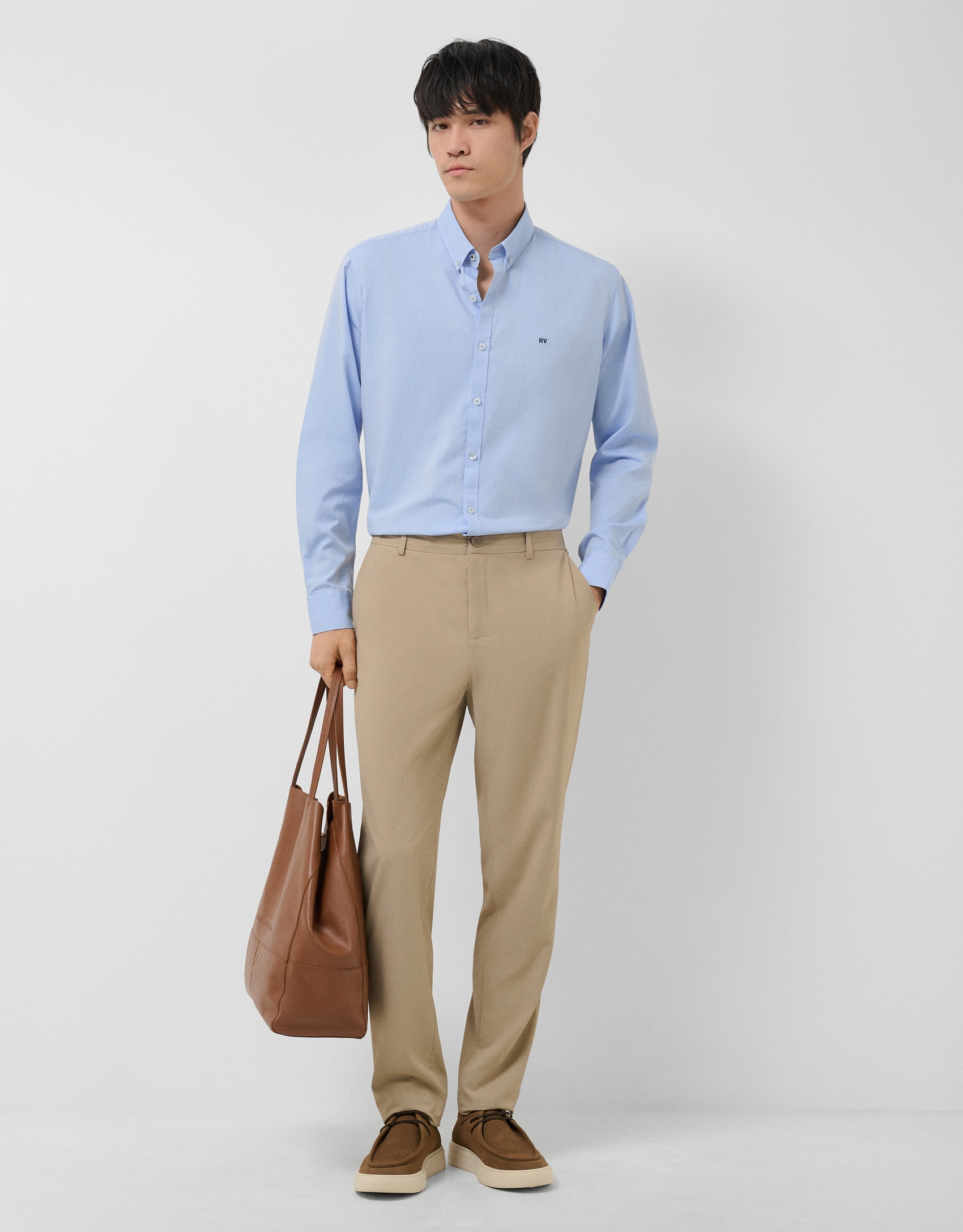 Pantalón separate liso técnico beige - Hombre | Roberto Verino