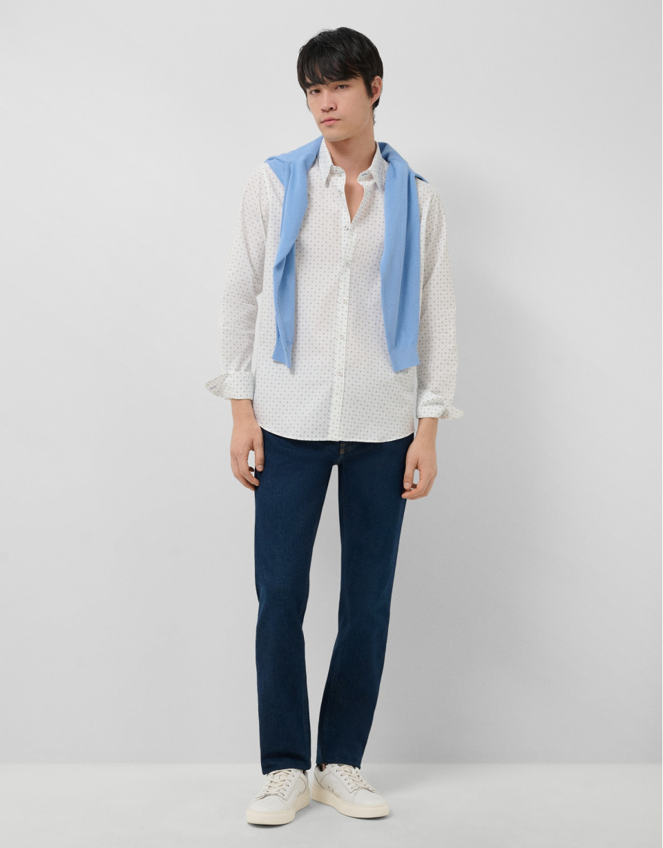 Regular fit blue geometric print casual shirt | Roberto Verino