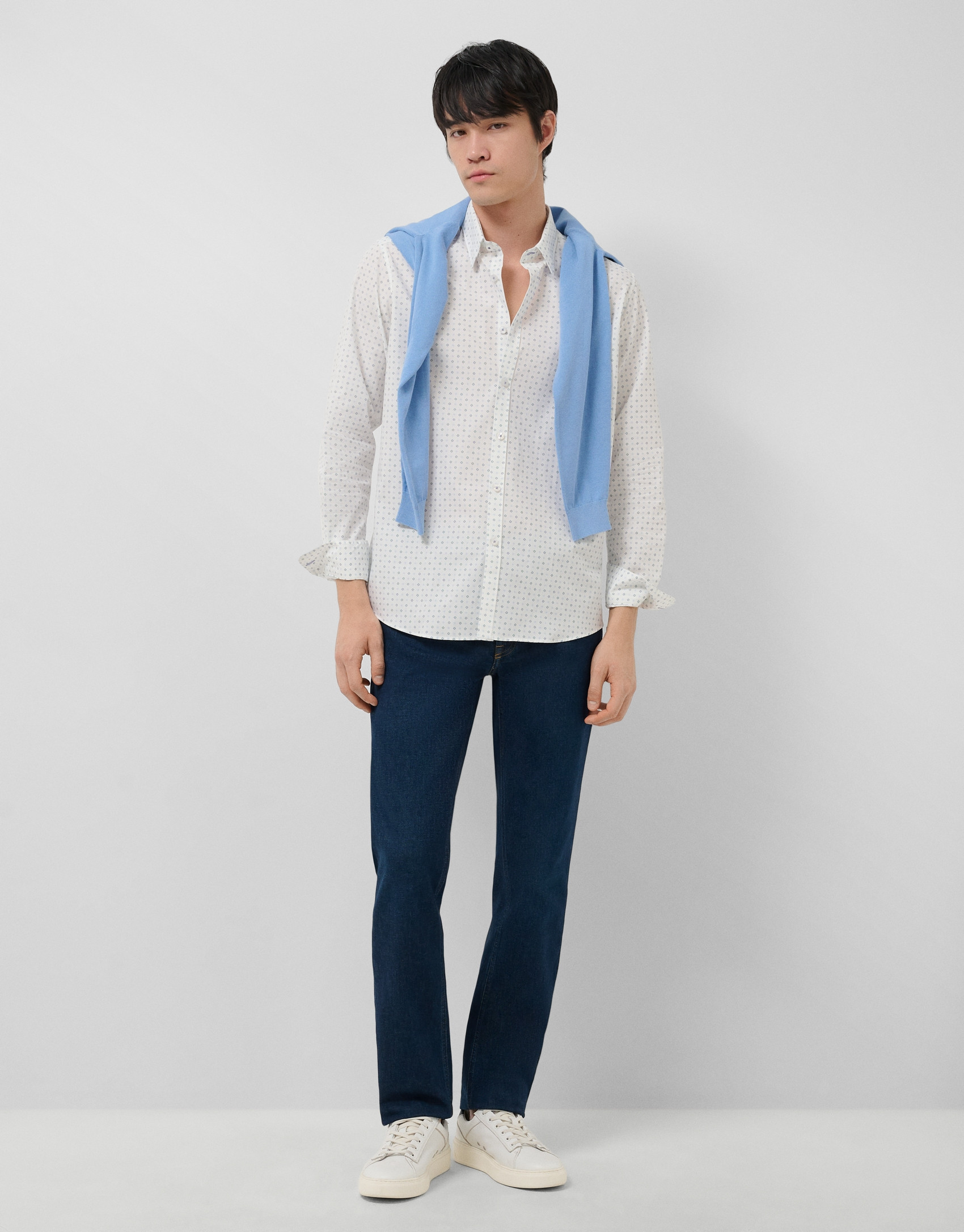 Regular fit blue geometric print casual shirt | Roberto Verino