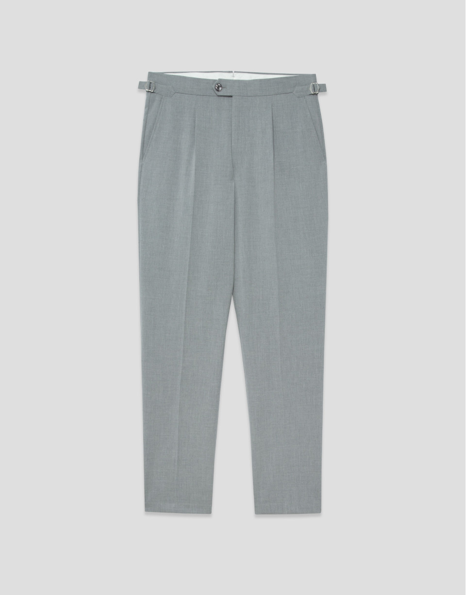 Pantalón gris melange hebillas - Hombre | Roberto Verino