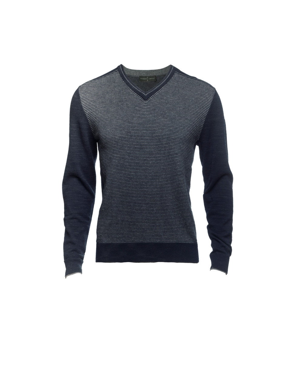 Blue wool/cashmere pullover