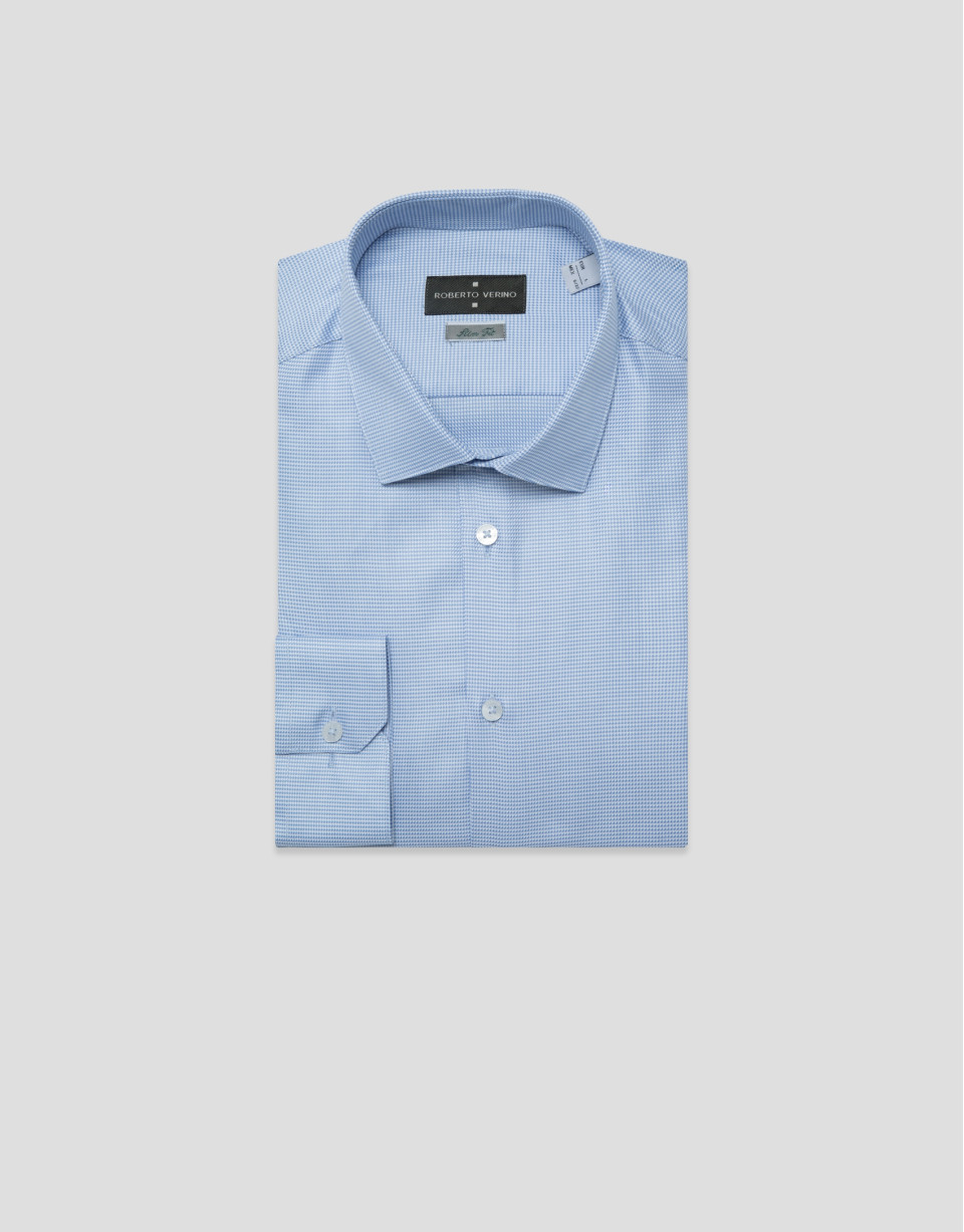 Camisa vestir slim dibujo celeste/blanco | Roberto Verino