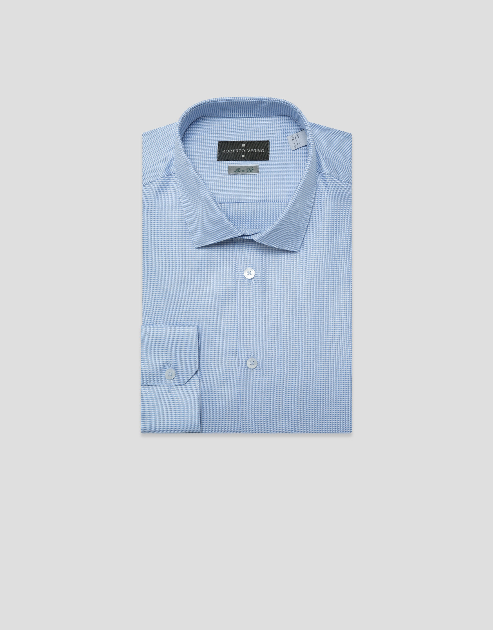 Camisa vestir slim dibujo celeste/blanco | Roberto Verino