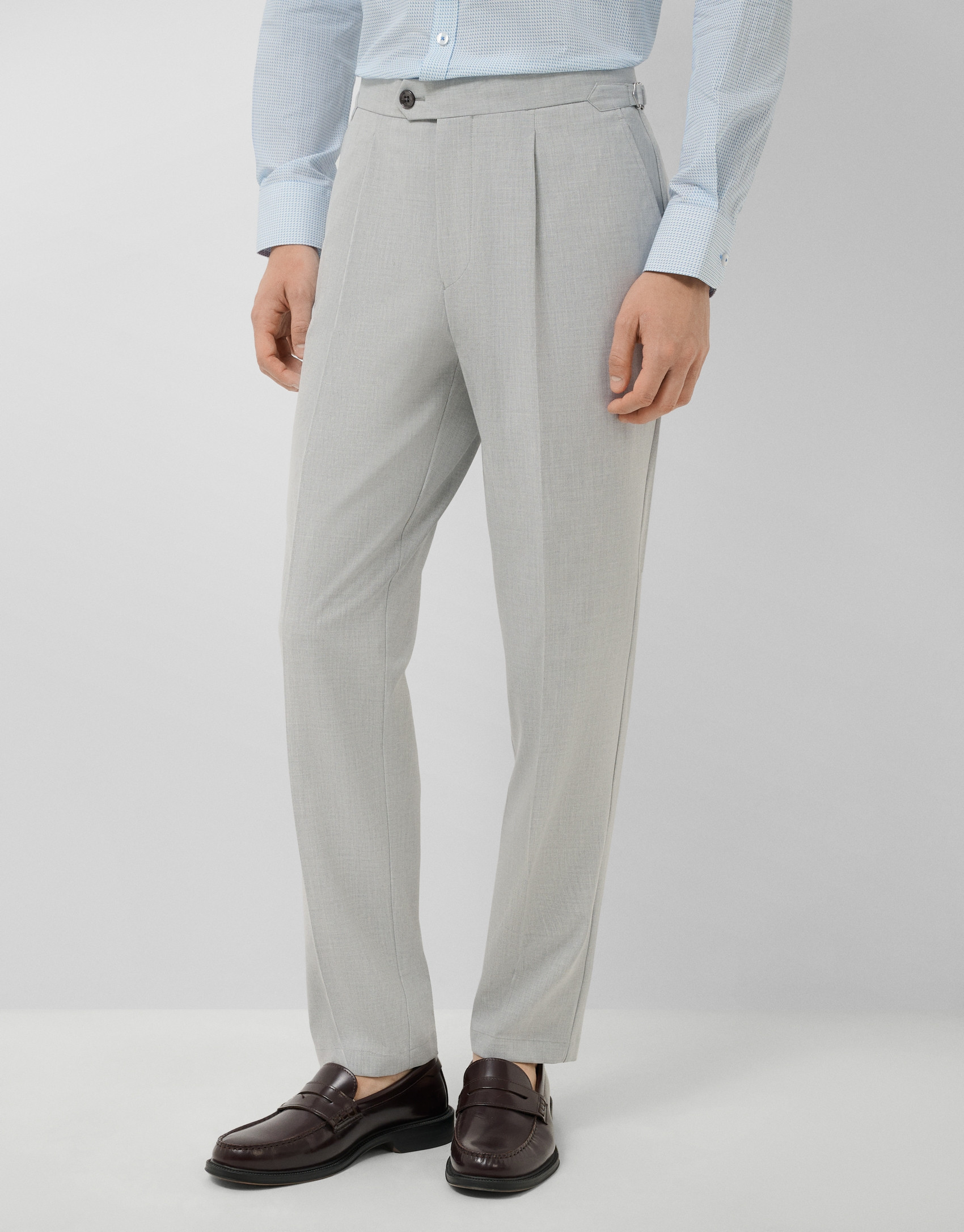 Grey melange trousers with buckles - Man | Roberto Verino