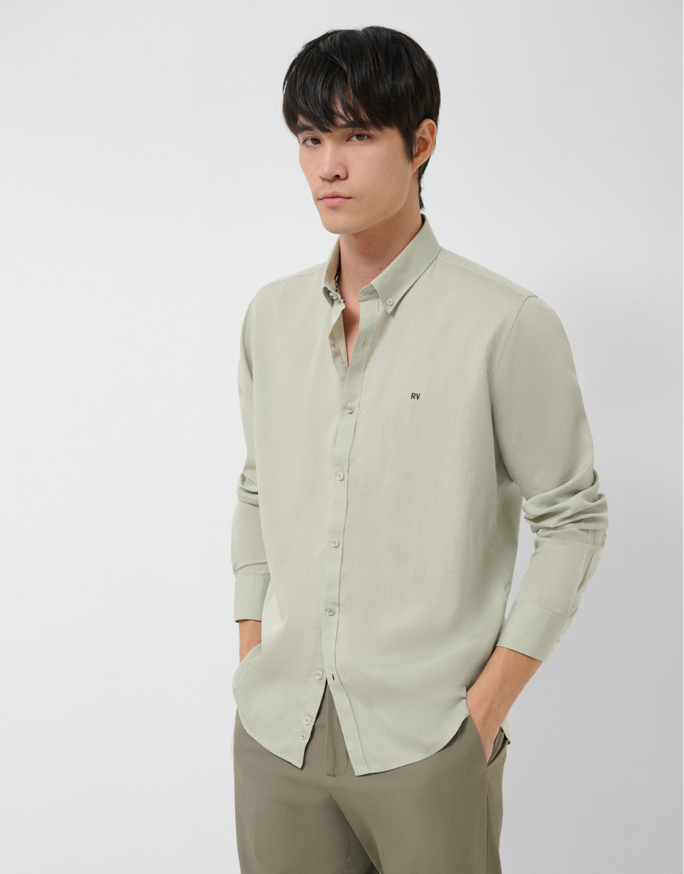 Regular fit khaki light oxford shirt - Man | Roberto Verino