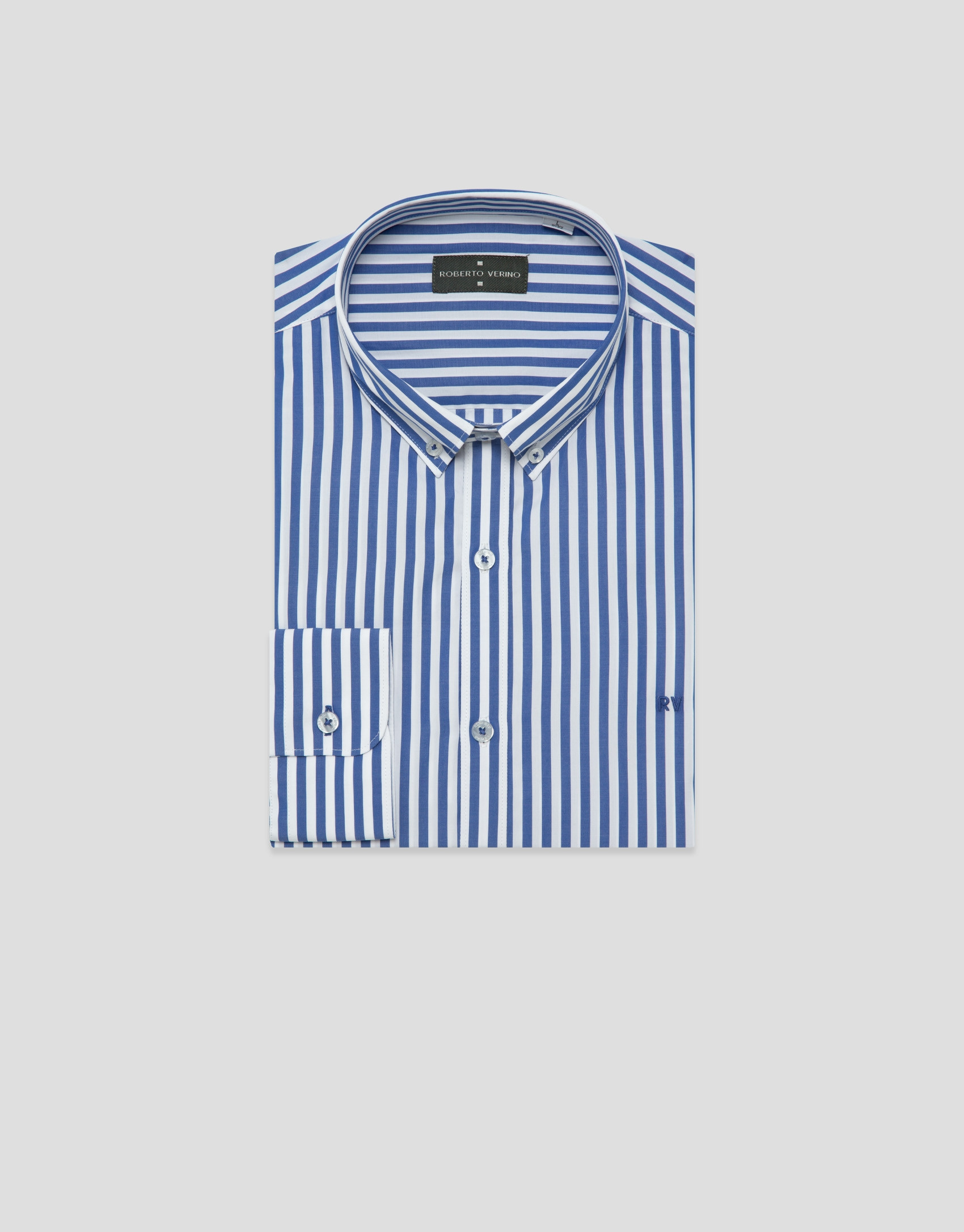 Regular fit white and blue striped shirt - Man | Roberto Verino