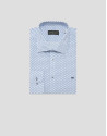 Regular fit blue geometric print shirt - Man | Roberto Verino