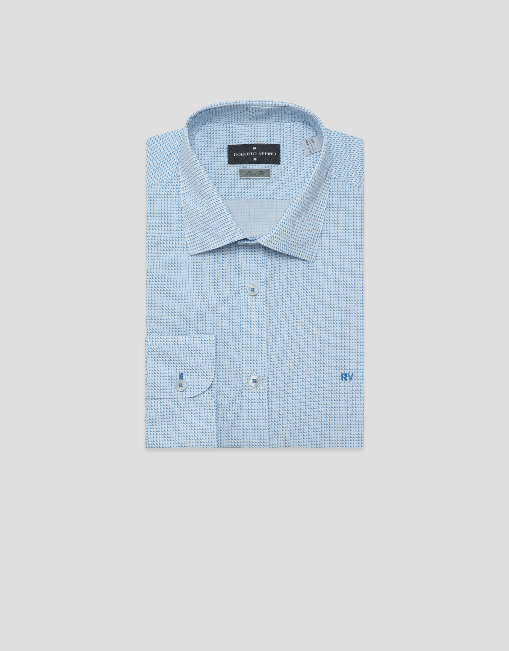 Slim fit shirt with light blue geometric print | Roberto Verino