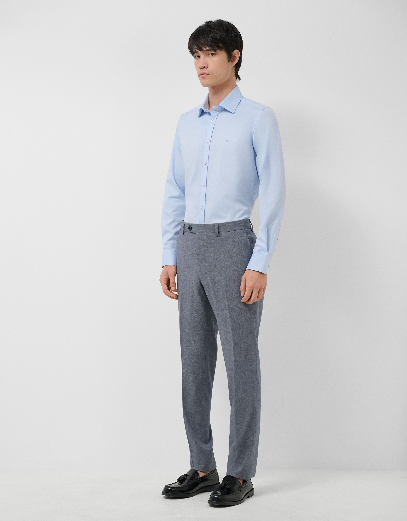 Camisa sport slim fit microestructura azul | Roberto Verino