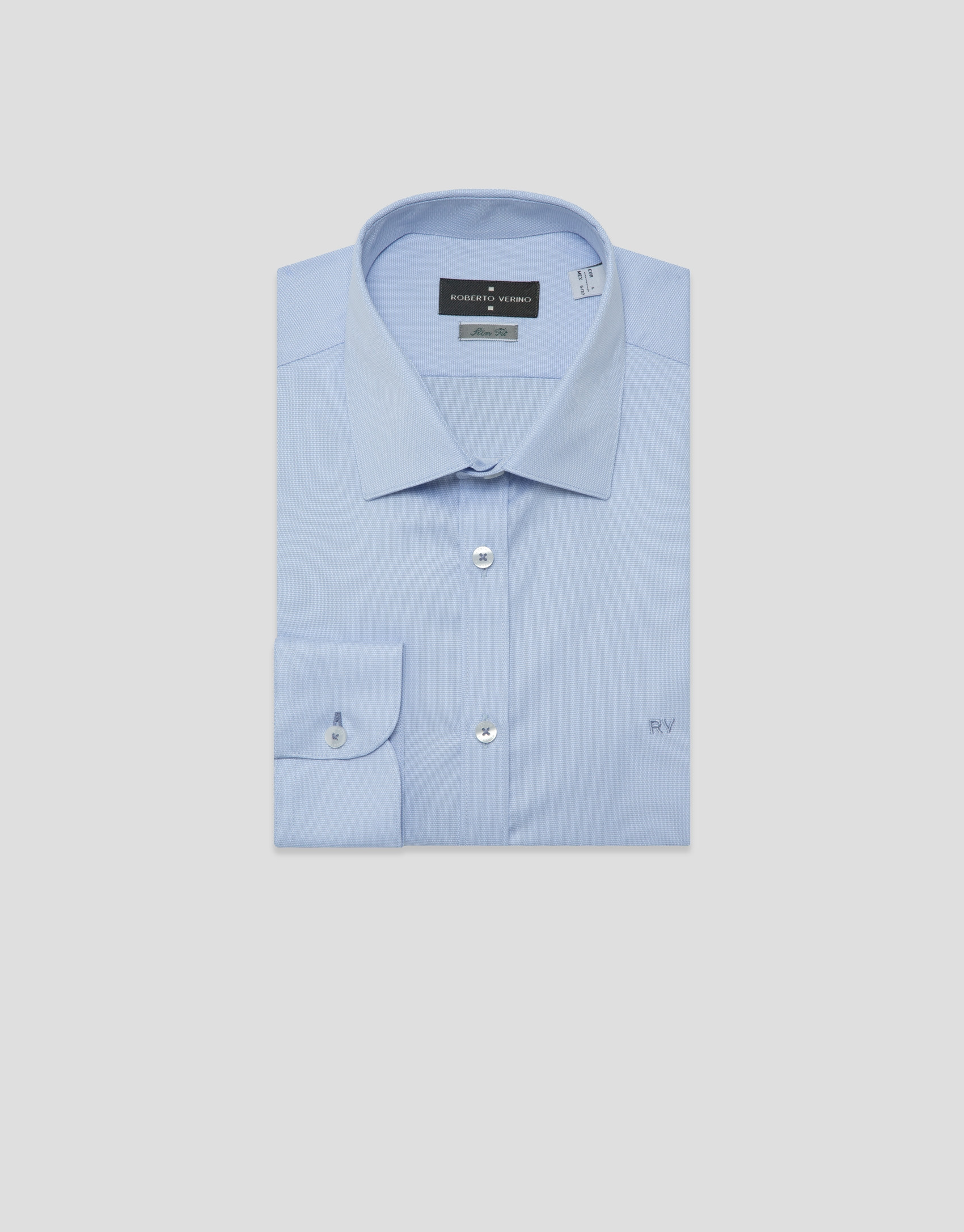 Camisa sport slim fit microestructura azul | Roberto Verino