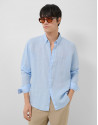 Camisa sport regular lino celeste - Hombre | Roberto Verino