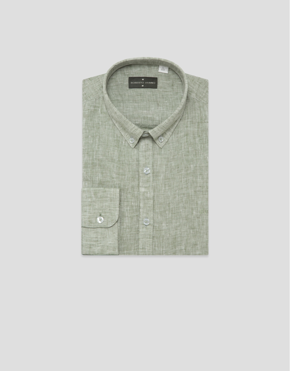 Camisa sport regular lino caqui - Hombre | Roberto Verino