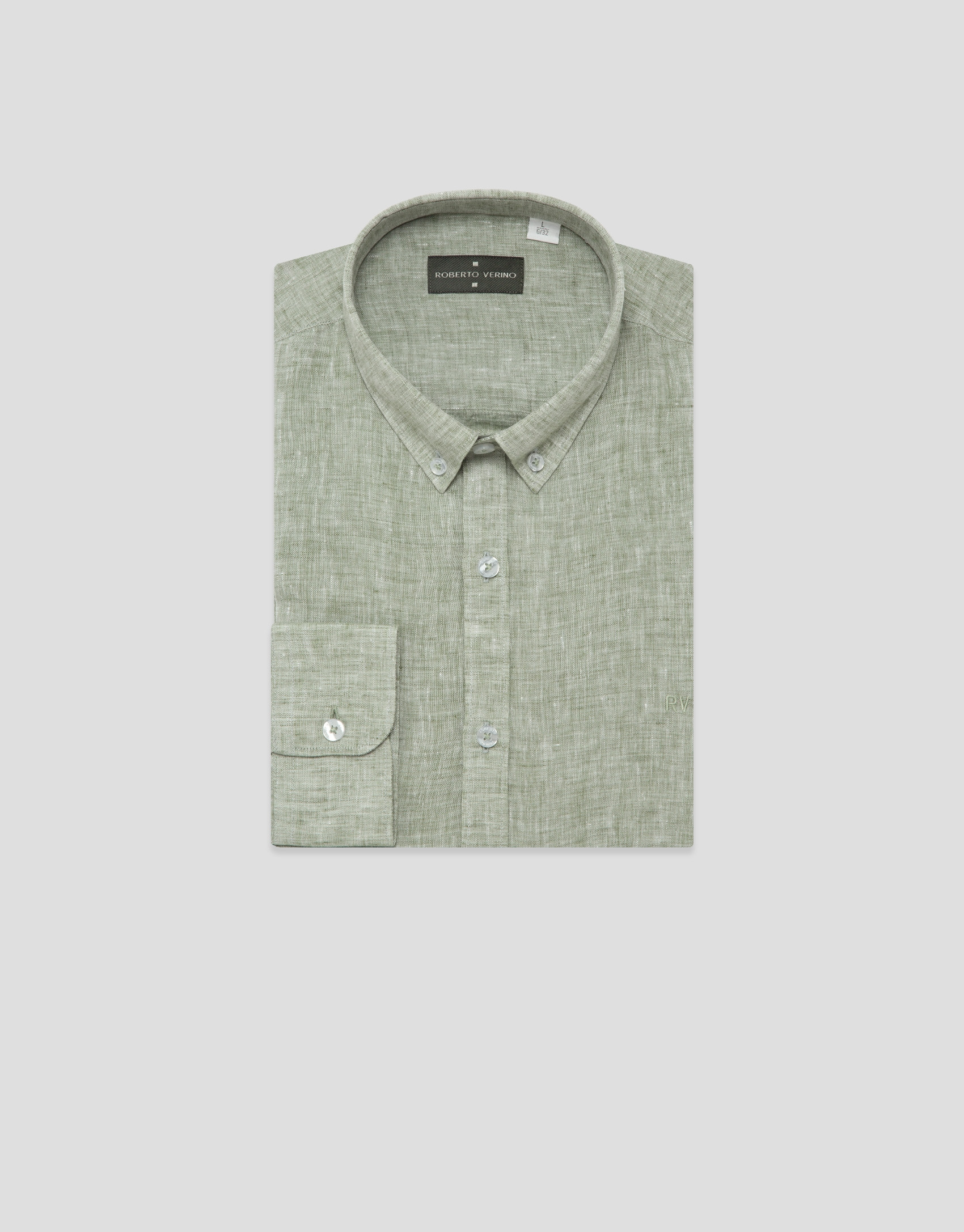 Camisa sport regular lino caqui - Hombre | Roberto Verino