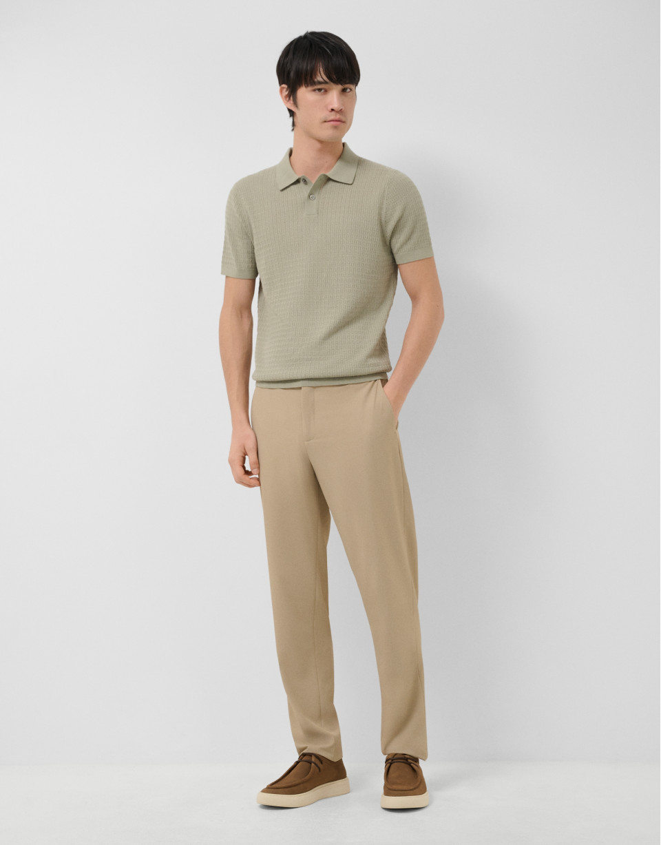 Polo tricotado estructura caqui claro - Hombre | Roberto Verino
