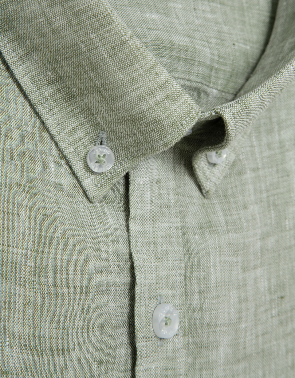 Regular fit khaki linen sports shirt - Man | Roberto Verino