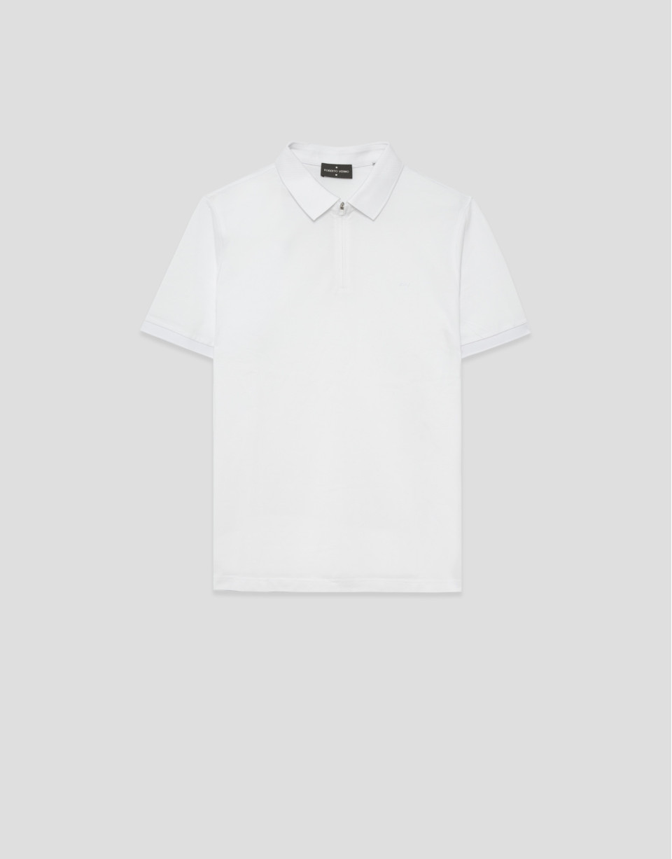 Polo piqué técnico cremallera blanco - Hombre | Roberto Verino