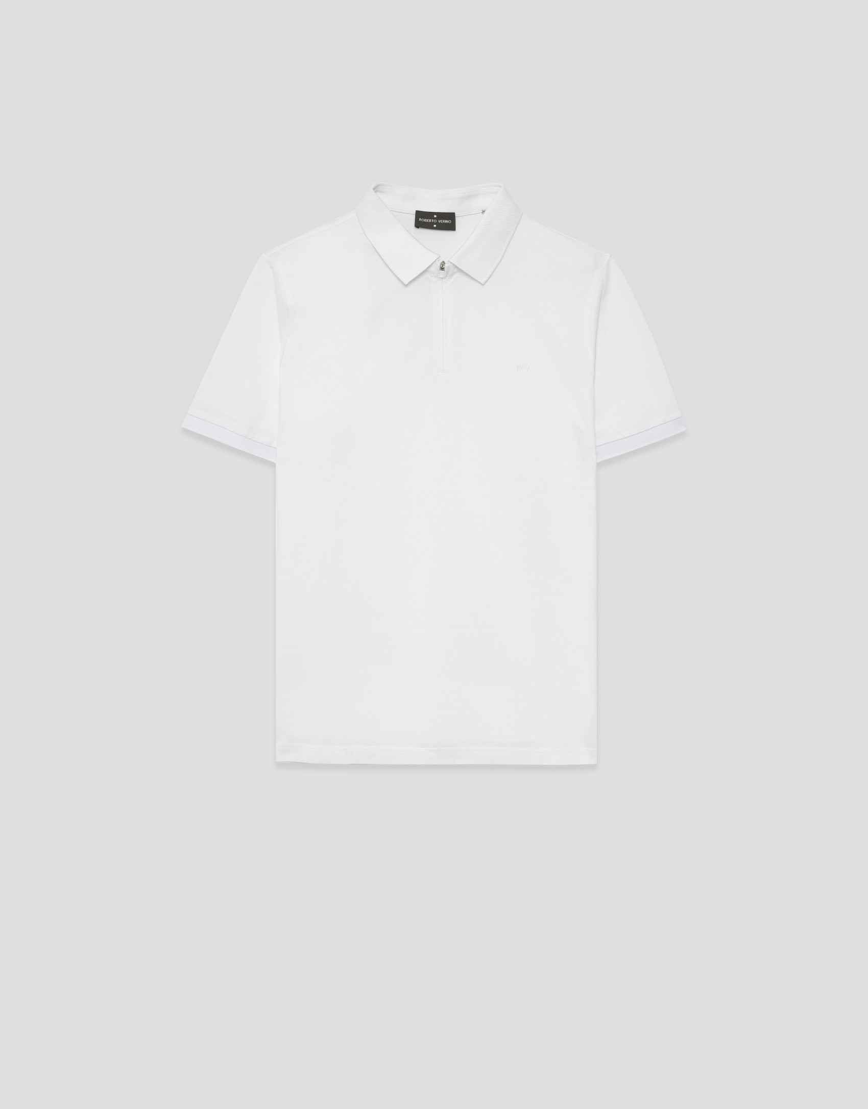 White technical piqué polo shirt with zip | Roberto Verino