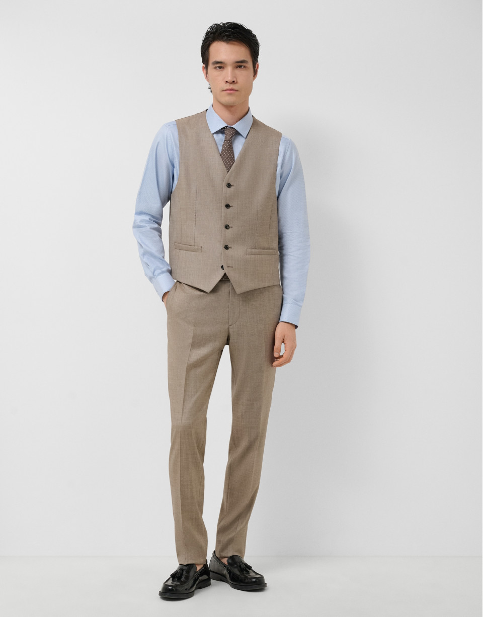 Dark mink wool faux plain waistcoat - Man | Roberto Verino