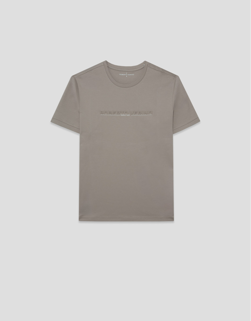 Camiseta manga corta visón con logo pecho | Roberto Verino