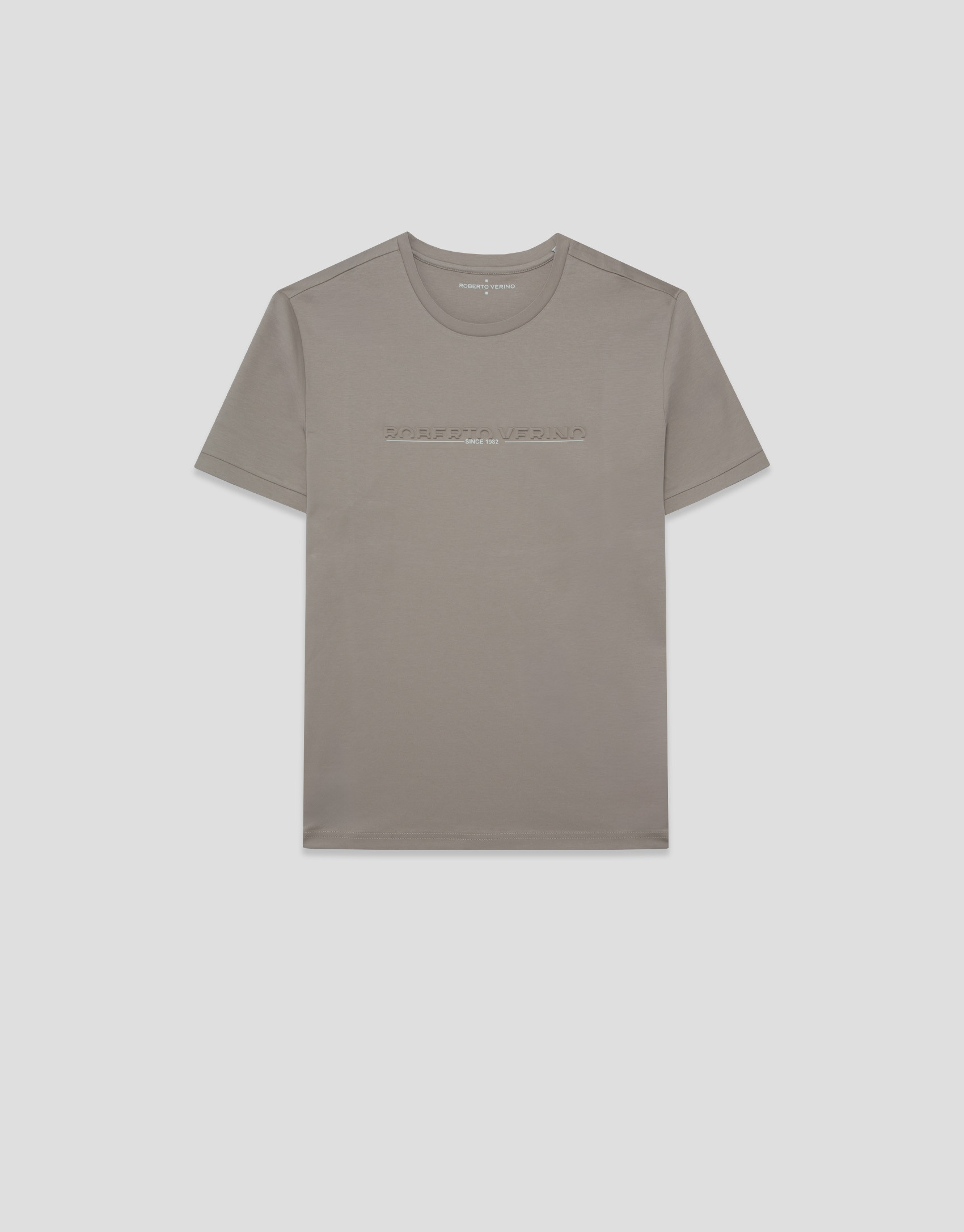 Camiseta manga corta visón con logo pecho | Roberto Verino