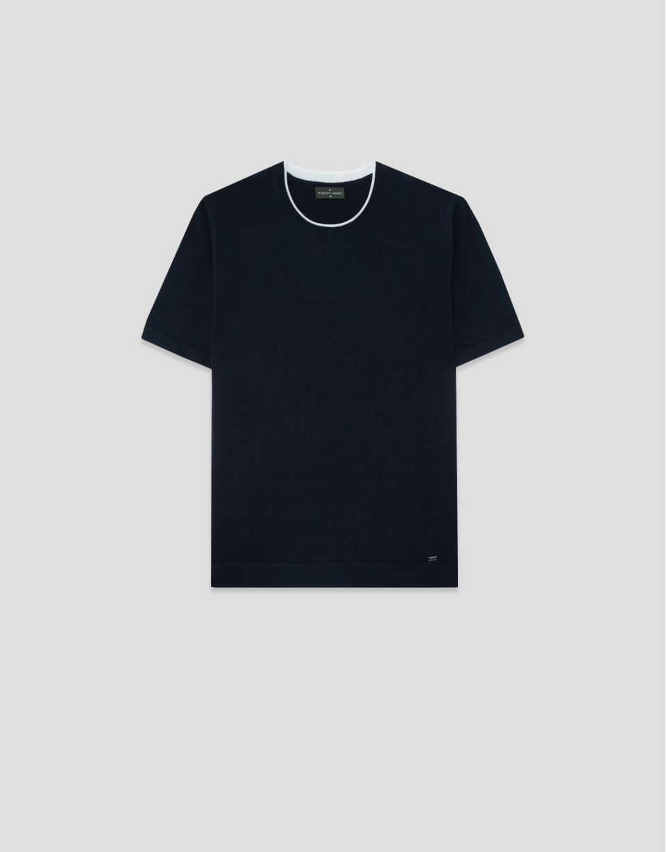 Camiseta manga corta tricotada marino - Hombre | Roberto Verino