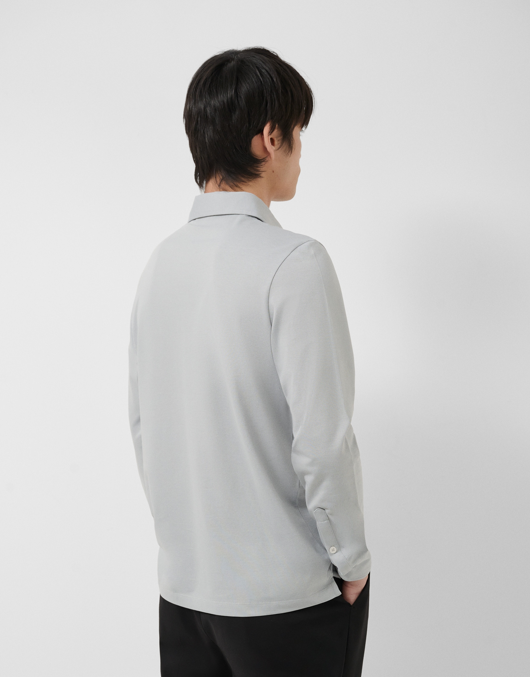 Grey long-sleeved piqué shirt - Man - SS2026 | Roberto Verino