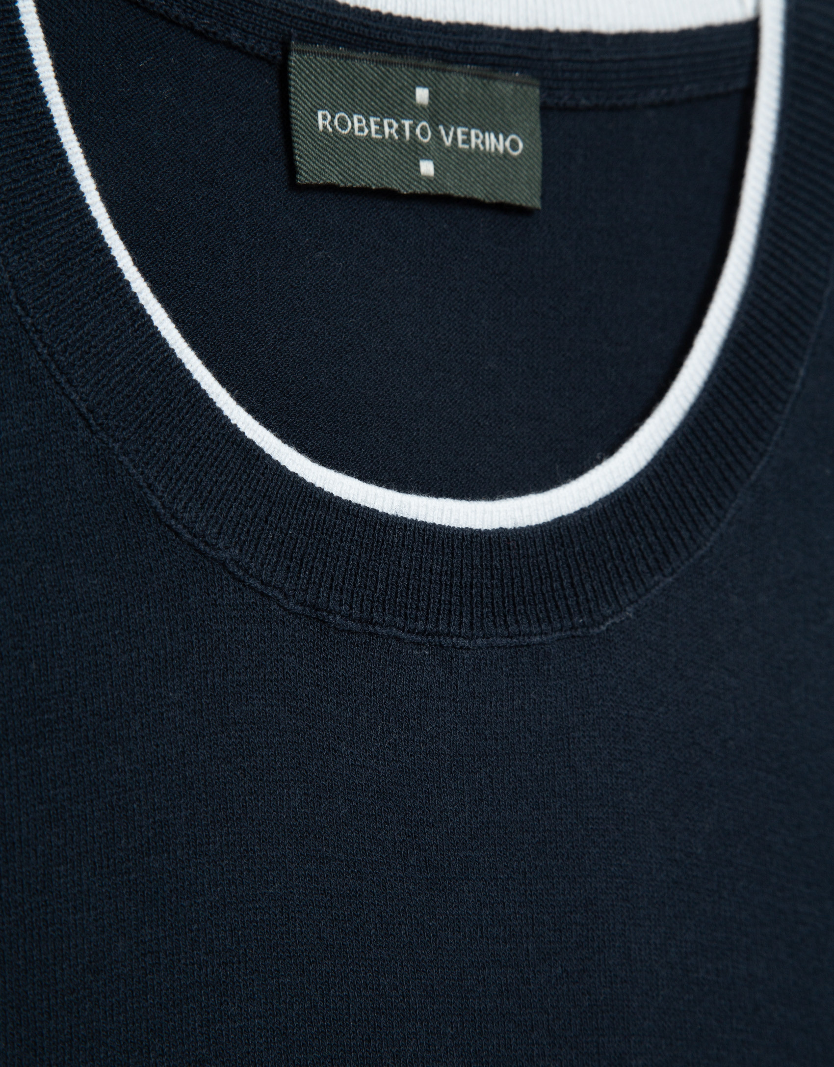 Navy blue knitted short-sleeved T-shirt - Man | Roberto Verino