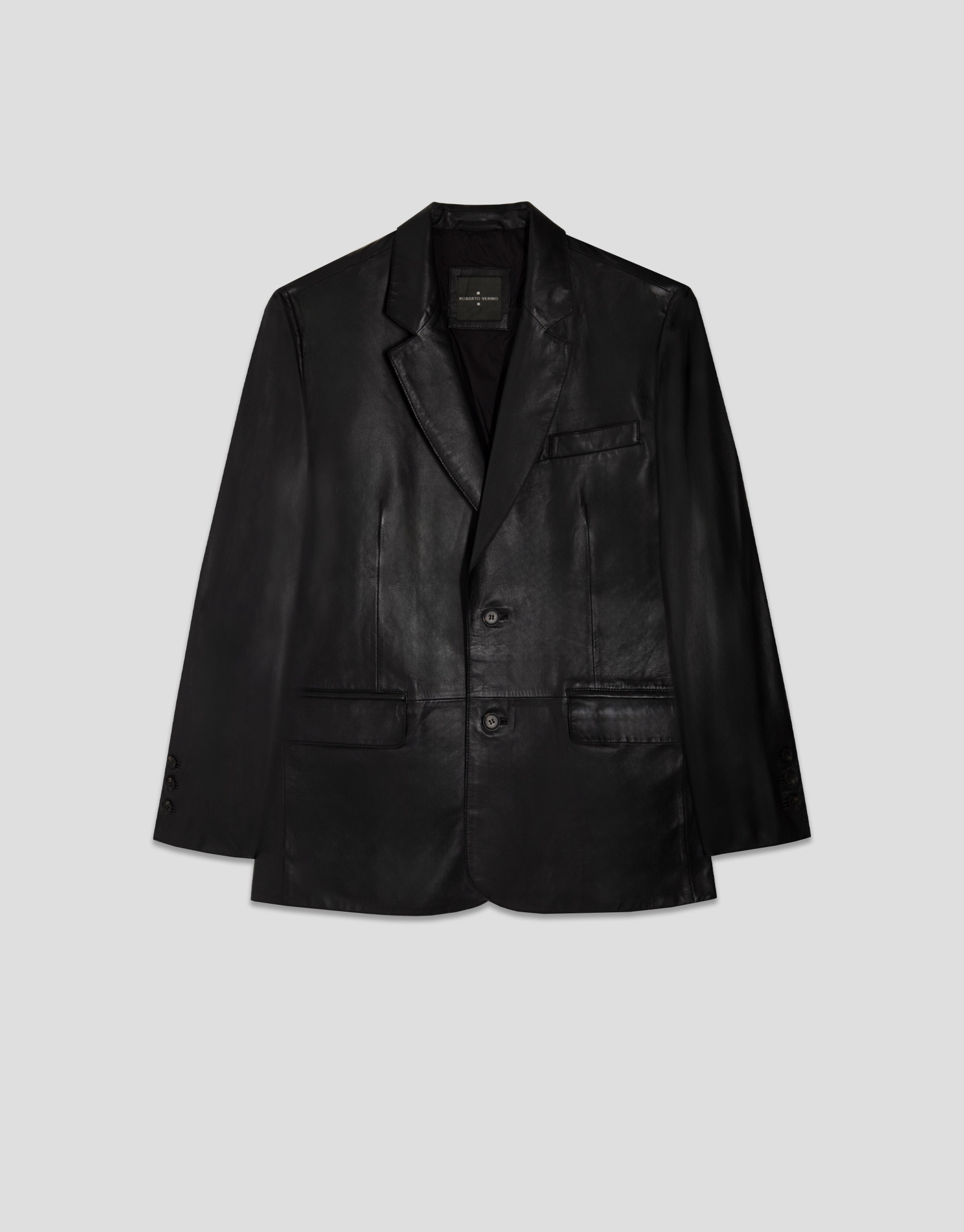 Black leather jacket - Man - SS2025 | Roberto Verino