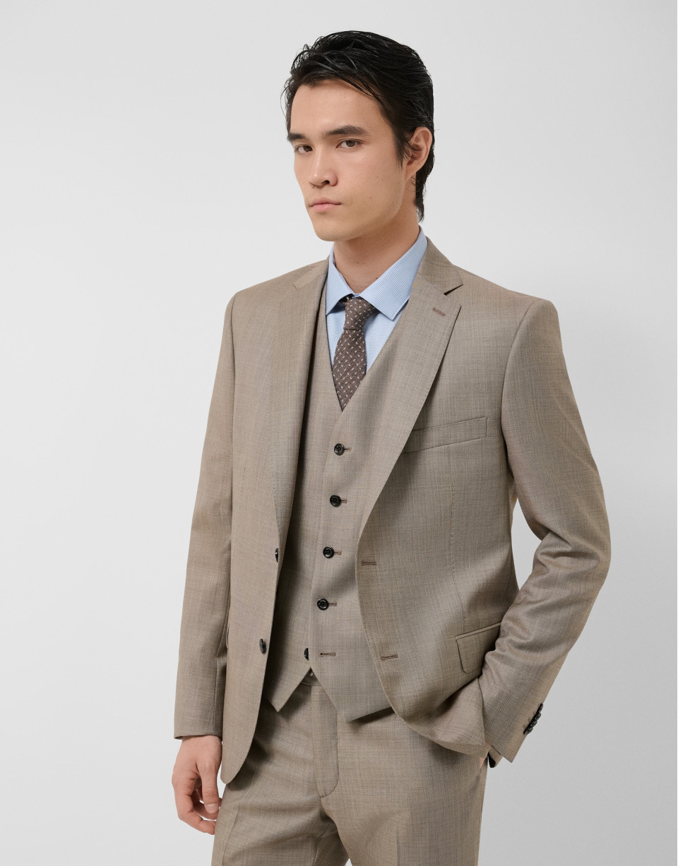 Half canvas slim fit suit in dark mink faux ... | Roberto Verino