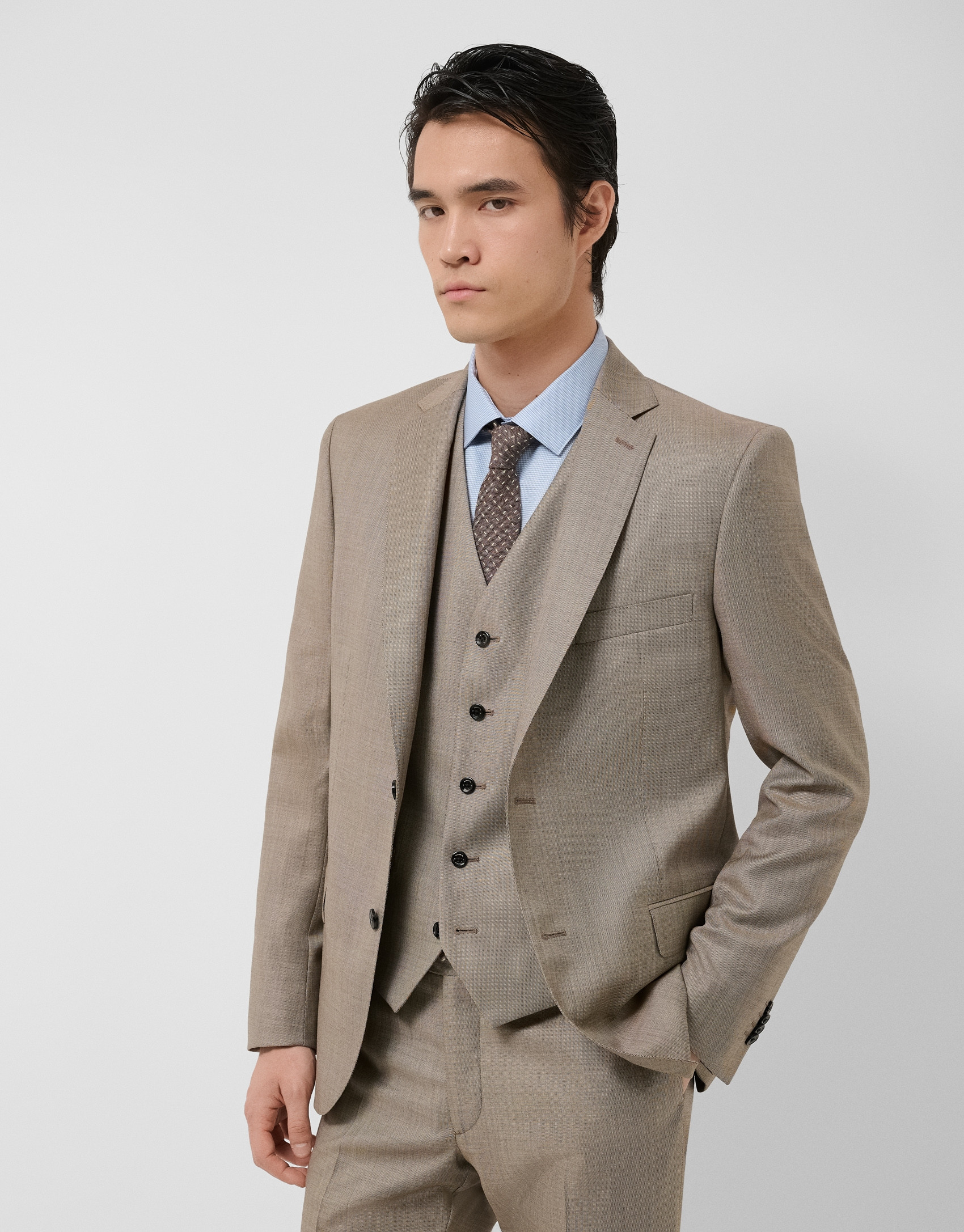 Traje half canvas slim fit falso liso visón ... | Roberto Verino